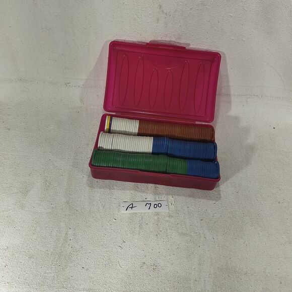 Clay Composite Striped Dice Edge Poker Chips 38 Each Blk, Blue, Grn , Red, & Wht - Picture 1 of 3